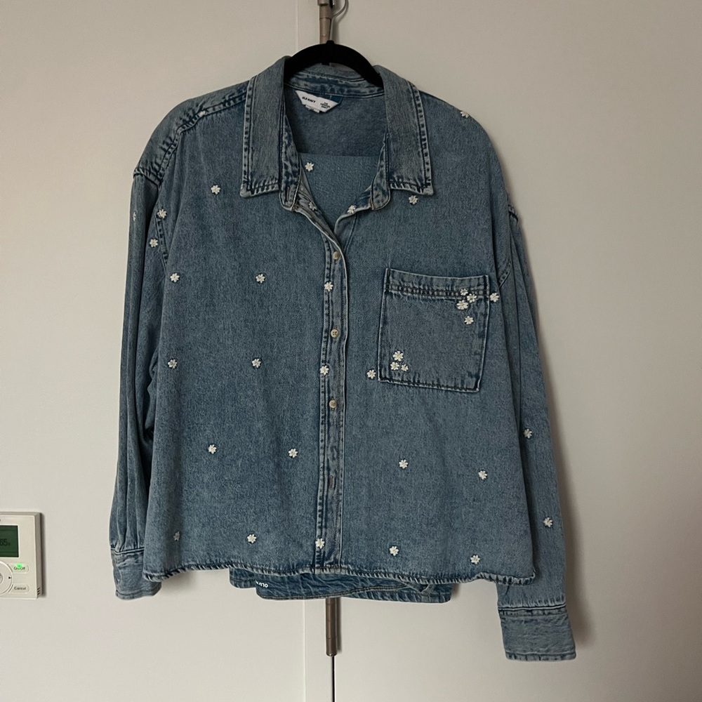 Old Navy Blue Cropped Denim Shirt